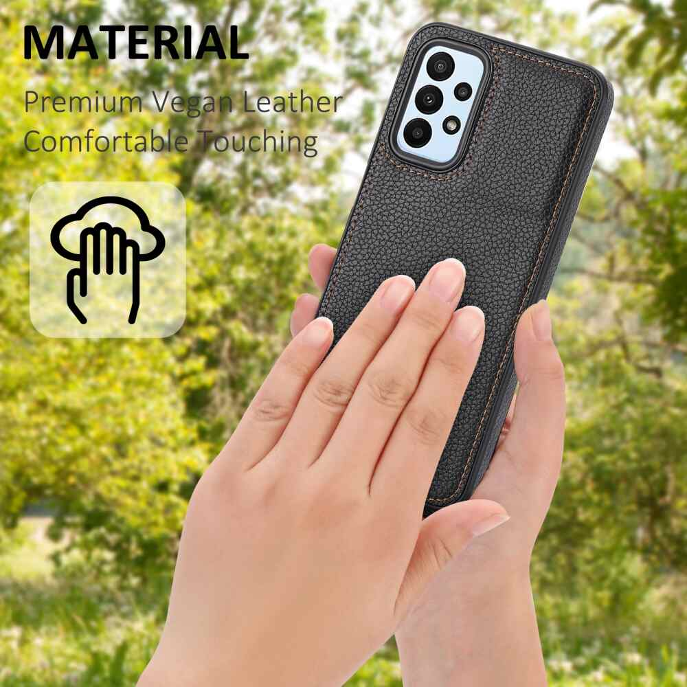 Samsung Galaxy A15 5G Case Litchi Pattern Stitched - Black