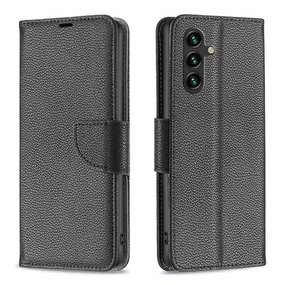 Samsung Galaxy A15 5G Case Litchi Texture Flip Leather - Black