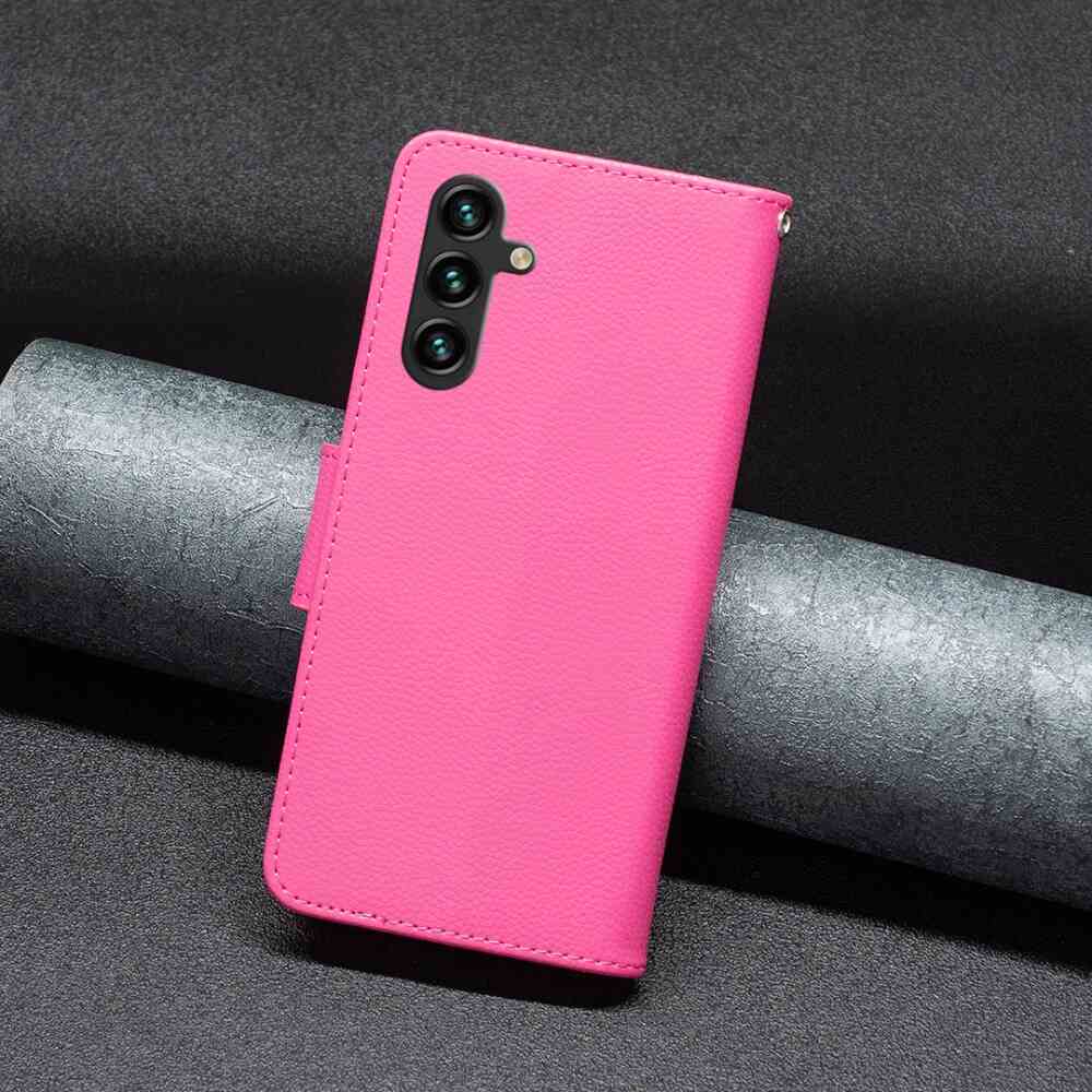 Samsung Galaxy A15 5G Case Litchi Texture Flip - Rose Red