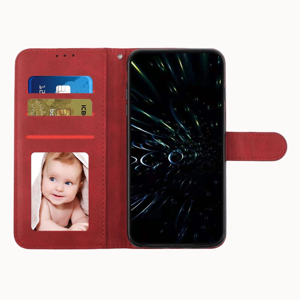 Samsung Galaxy A15 5G Case Stitching Calf Texture Leather - Red