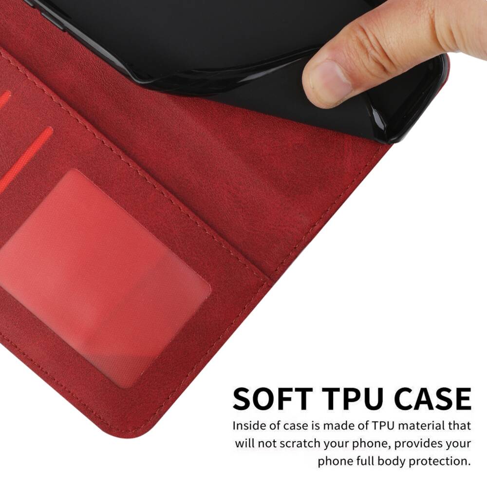 Samsung Galaxy A15 5G Case Stitching Calf Texture Leather - Red