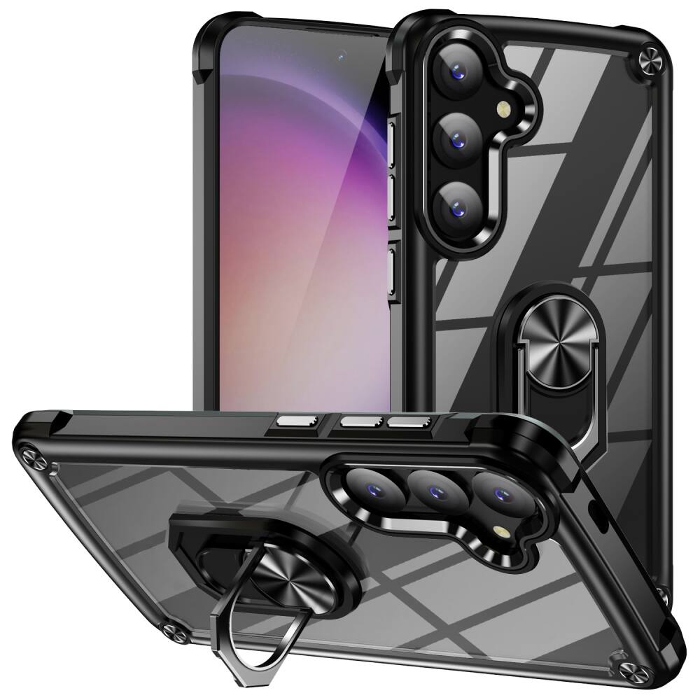 Samsung Galaxy A15 5G Case With Metal Ring Holder - Black