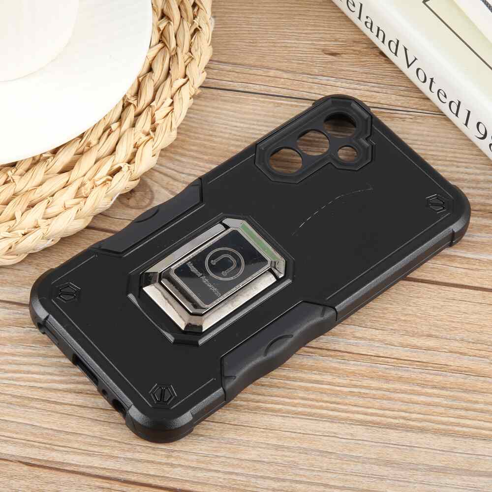 Samsung Galaxy A15 5G Case With Metal Ring Holder - Black