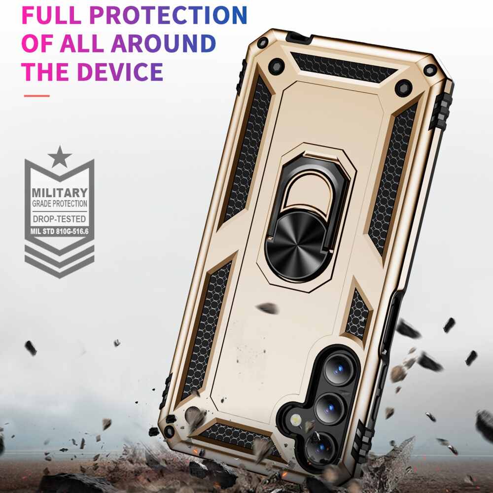 Samsung Galaxy A15 5G Case With Metal Ring Holder - Gold