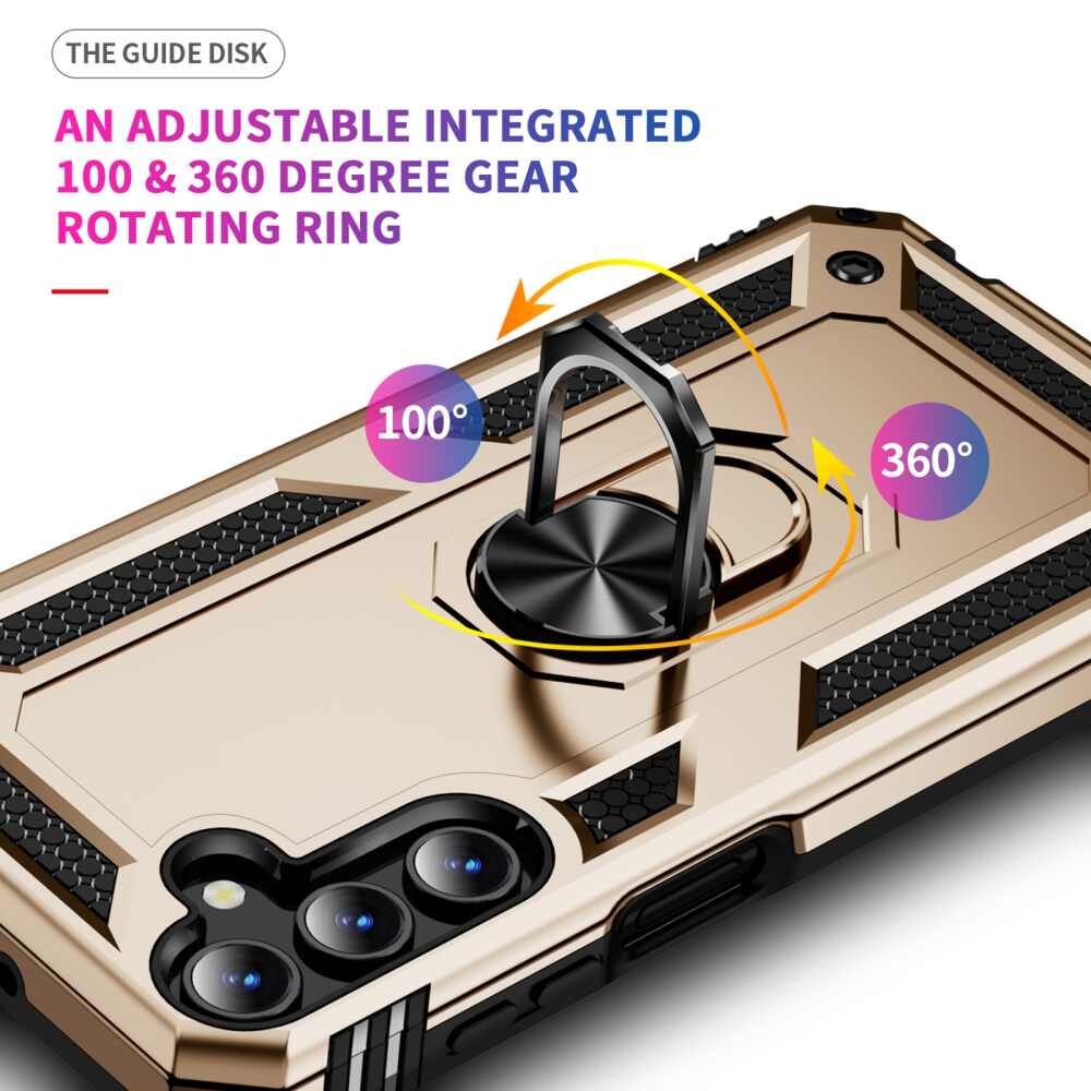 Samsung Galaxy A15 5G Case With Metal Ring Holder - Gold