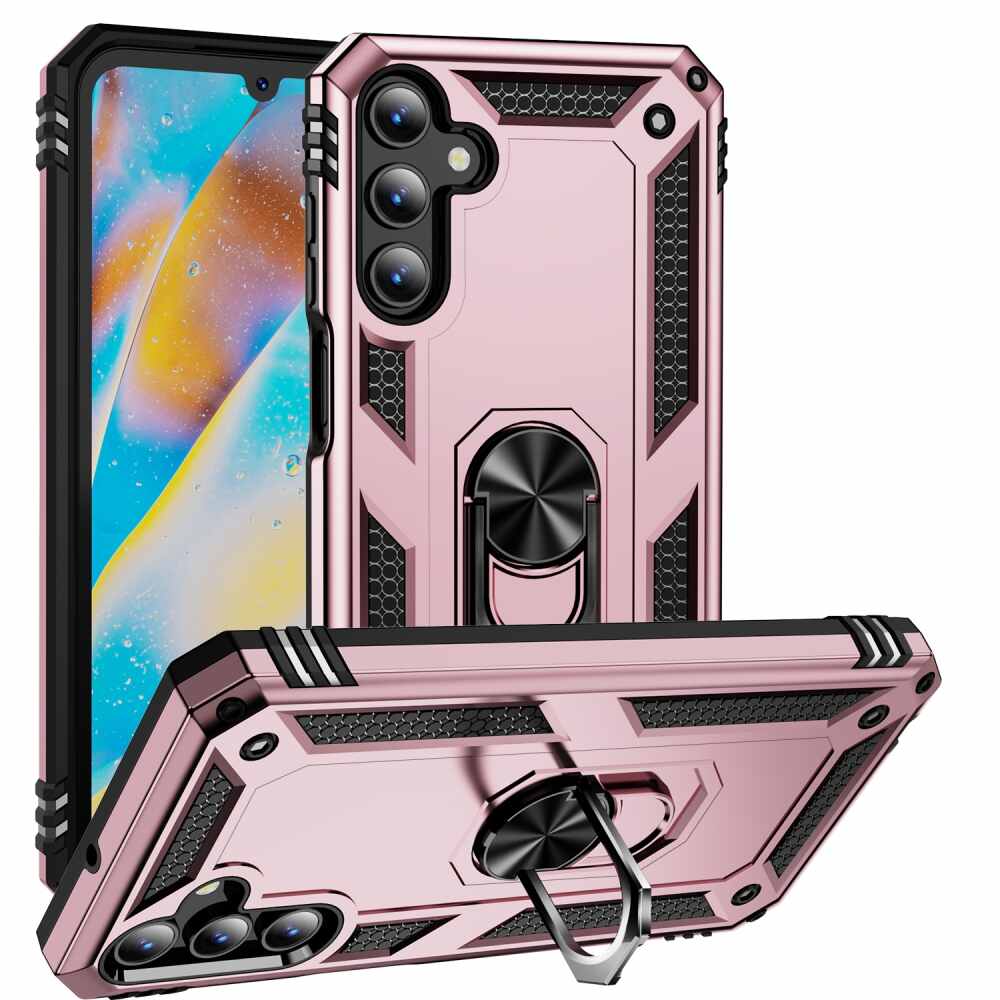 Samsung Galaxy A15 5G Case With Metal Ring Holder - Rose Gold