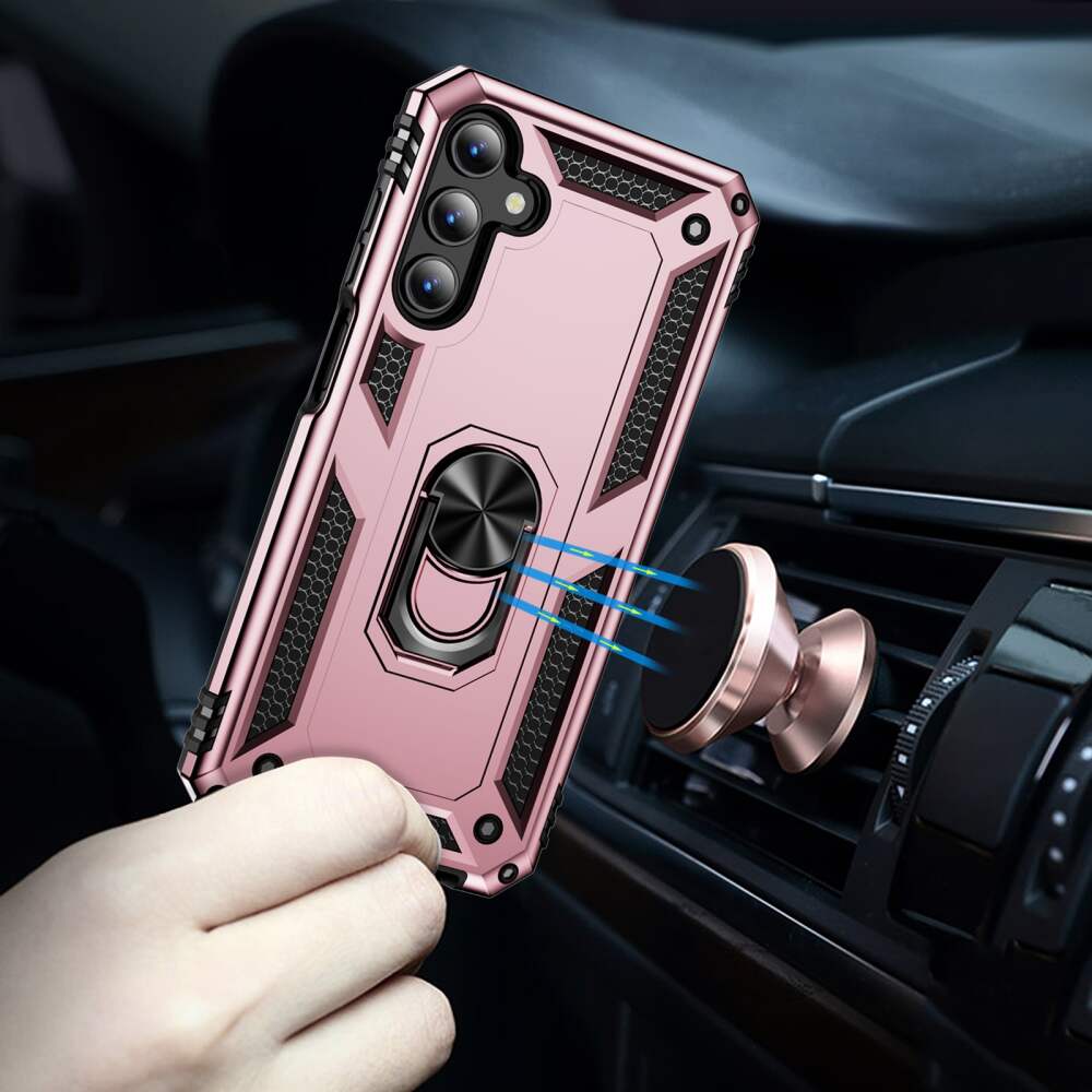 Samsung Galaxy A15 5G Case With Metal Ring Holder - Rose Gold