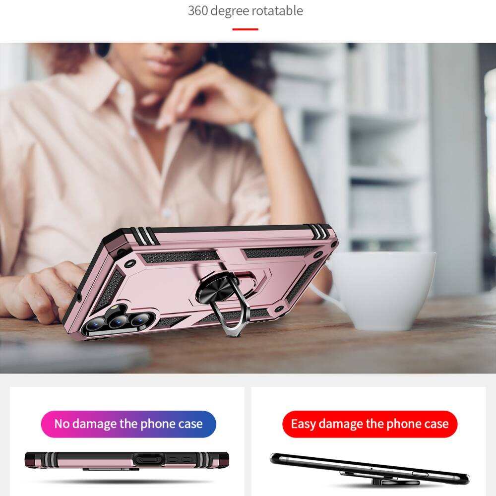 Samsung Galaxy A15 5G Case With Metal Ring Holder - Rose Gold