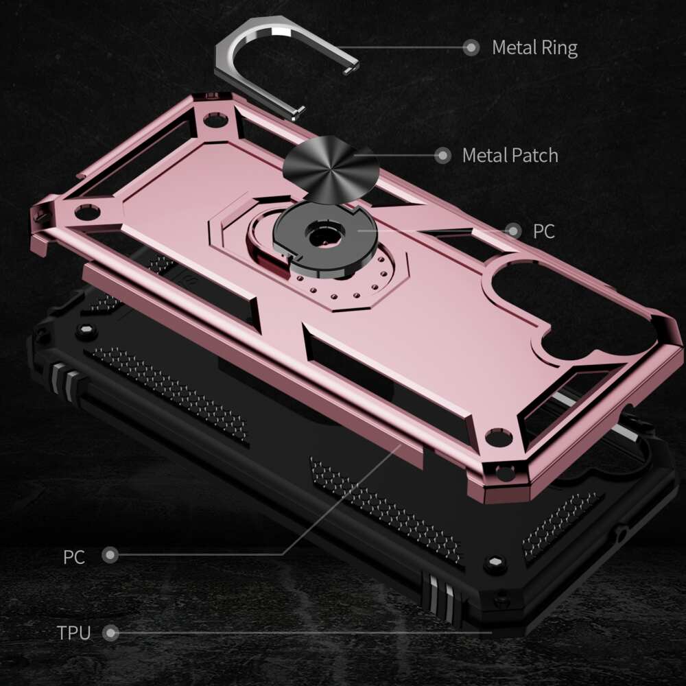 Samsung Galaxy A15 5G Case With Metal Ring Holder - Rose Gold