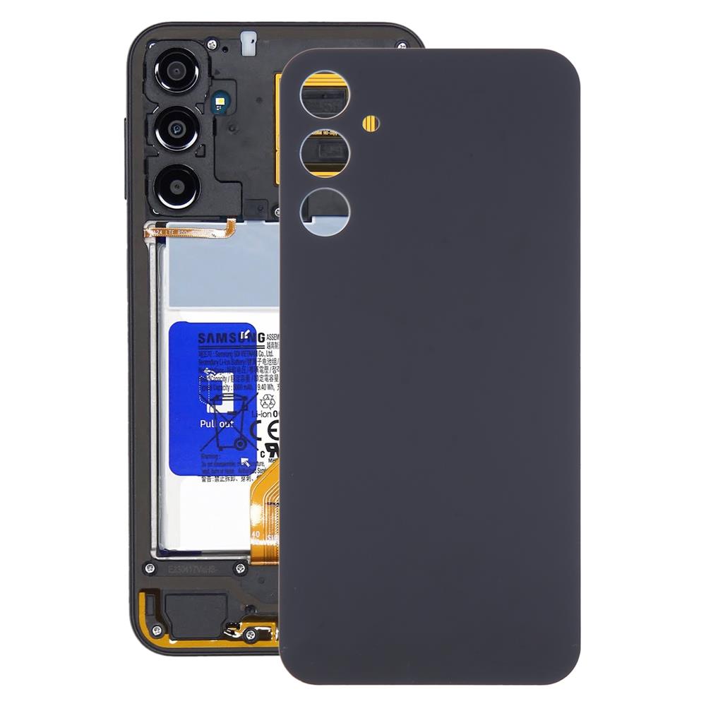 Samsung Galaxy A24 black back cover displayed alongside the phone's internal components. Seamless fit for SM-A245F.