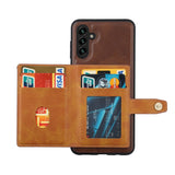 Samsung Galaxy A24 4G Case Calfskin Texture with 5 Card Slots - Brown
