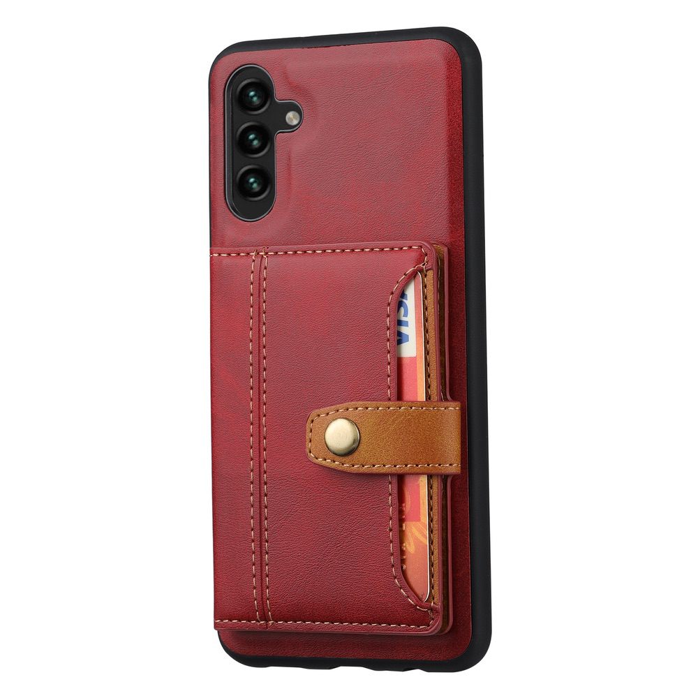 Samsung Galaxy A24 4G Case Calfskin Texture with 5 Card Slots - Red
