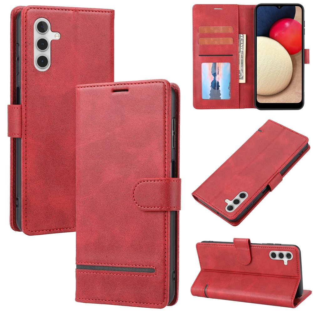 Samsung Galaxy A24 4G Case Classic Secure Magnetic Flip Wallet - Red