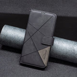 Samsung Galaxy A24 4G Case Magnetic Buckle Rhombus Texture - Black