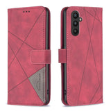 Samsung Galaxy A24 4G Case Magnetic Buckle Rhombus Texture - Red