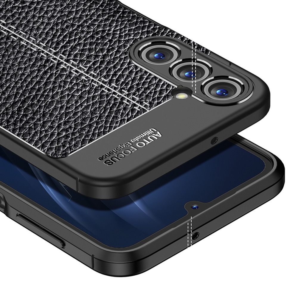 Samsung Galaxy A24 4G Case With Litchi Texture Shockproof TPU - Black