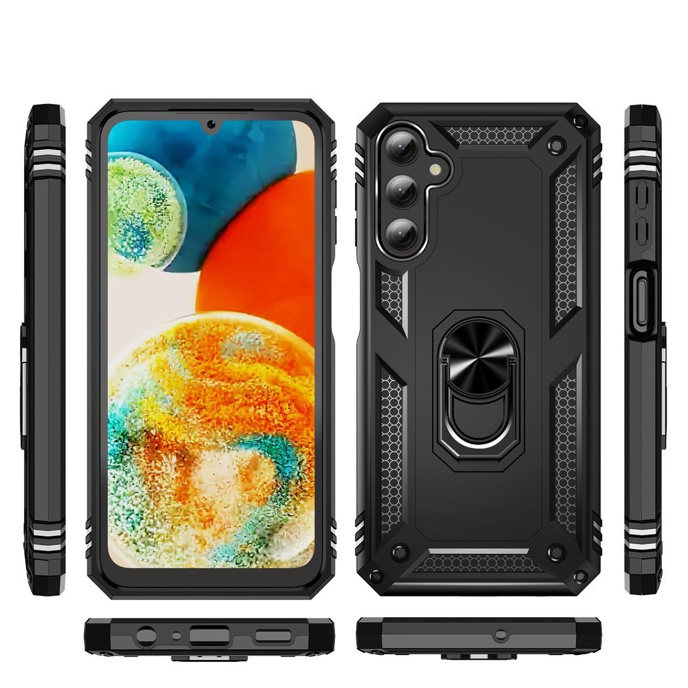 Samsung Galaxy A24 4G Case with Metal Ring Holder - Black
