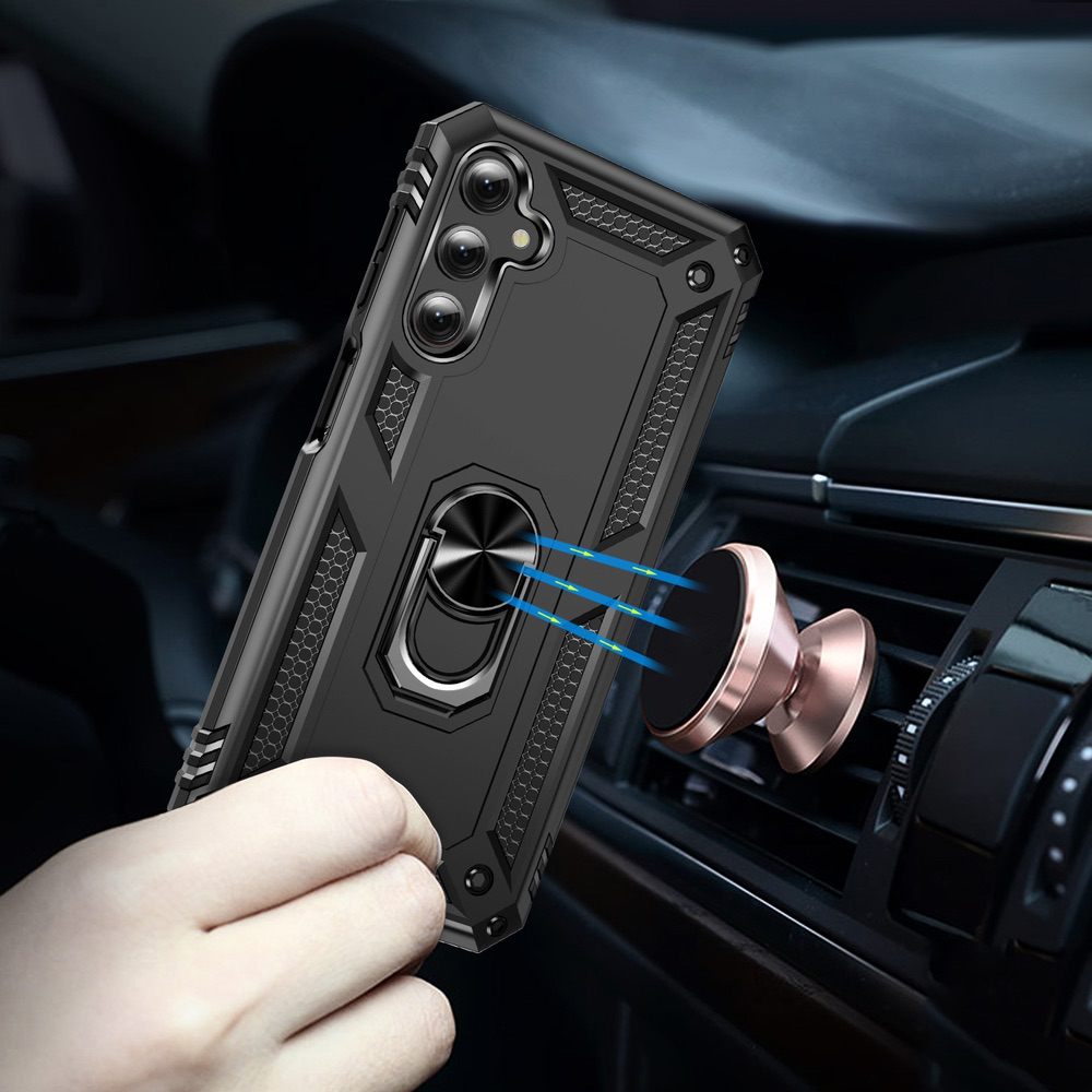Samsung Galaxy A24 4G Case with Metal Ring Holder - Black