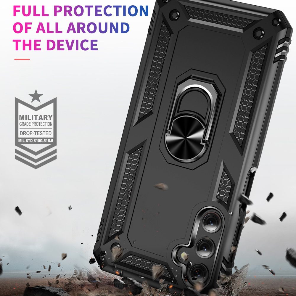 Samsung Galaxy A24 4G Case with Metal Ring Holder - Black