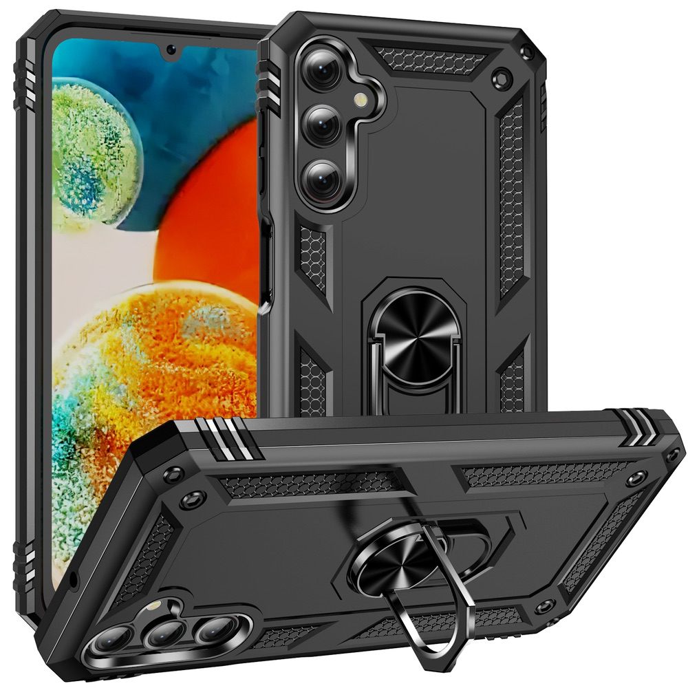 Samsung Galaxy A24 4G Case with Metal Ring Holder - Black