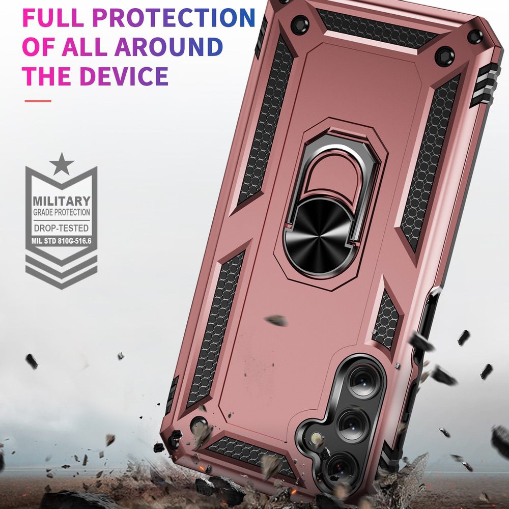 Samsung Galaxy A24 4G Case with Metal Ring Holder - Rose Gold