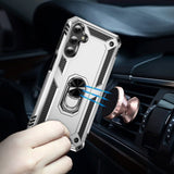 Samsung Galaxy A24 4G Case with Metal Ring Holder - Silver