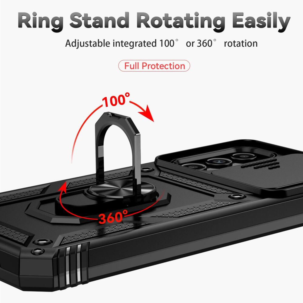 Samsung Galaxy A24 Case With Camera Shield and Ring Holder - Black
