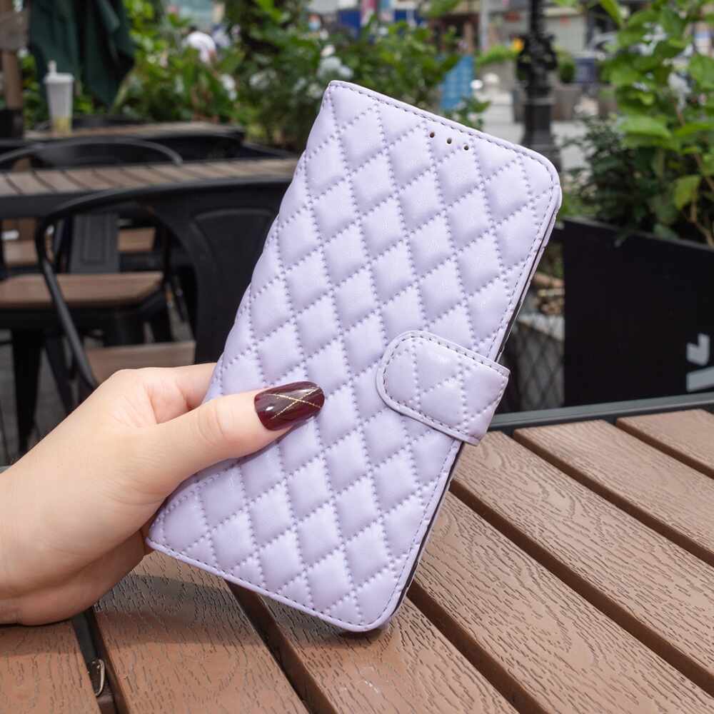 Samsung Galaxy A25 5G Case Diamond Lattice Wallet - Purple