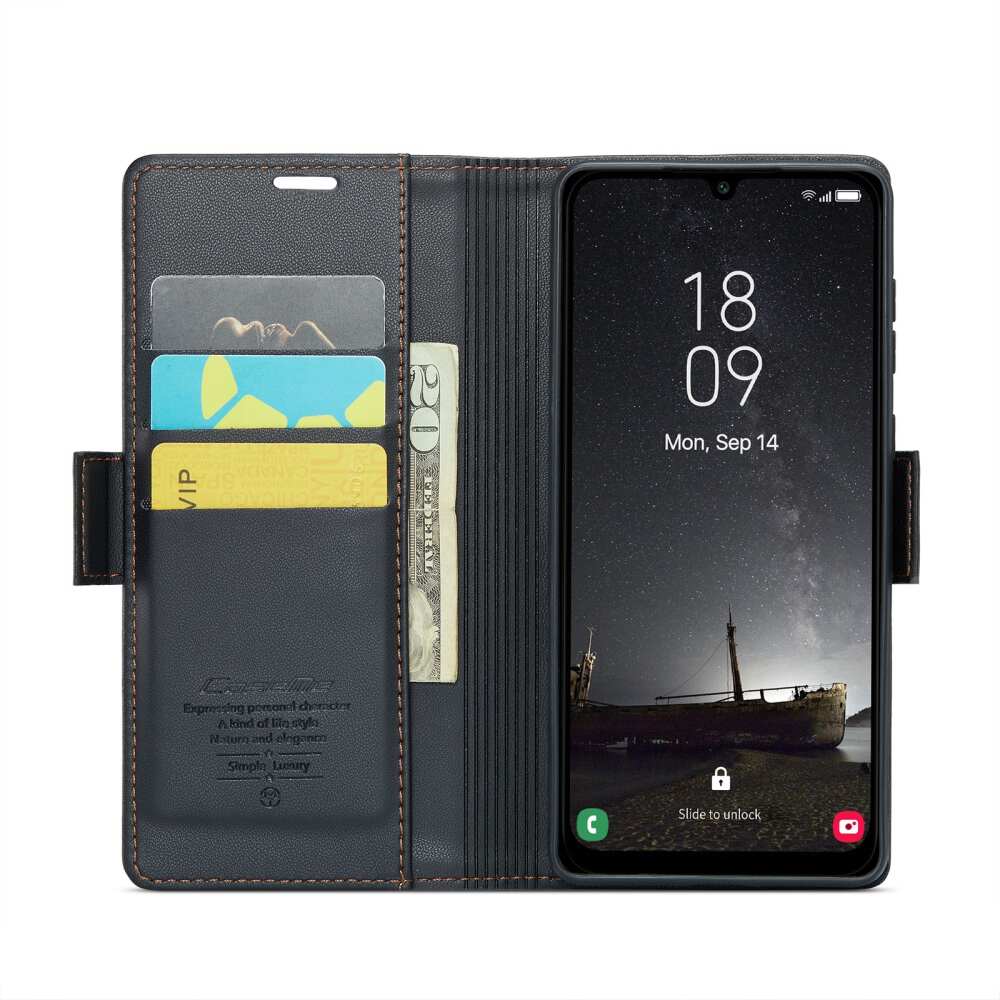 Samsung Galaxy A25 5G Case RFID Anti-theft PU Leather - Black