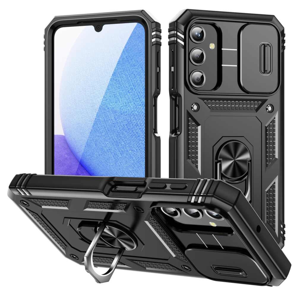 Samsung Galaxy A25 5G Case Sliding Camshield With Holder - Black