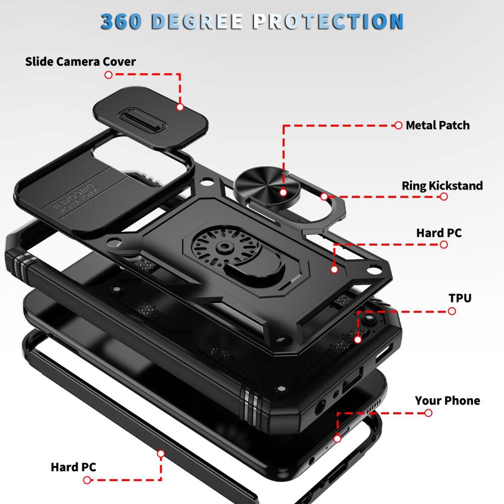 Samsung Galaxy A25 5G Case Sliding Camshield With Holder - Black