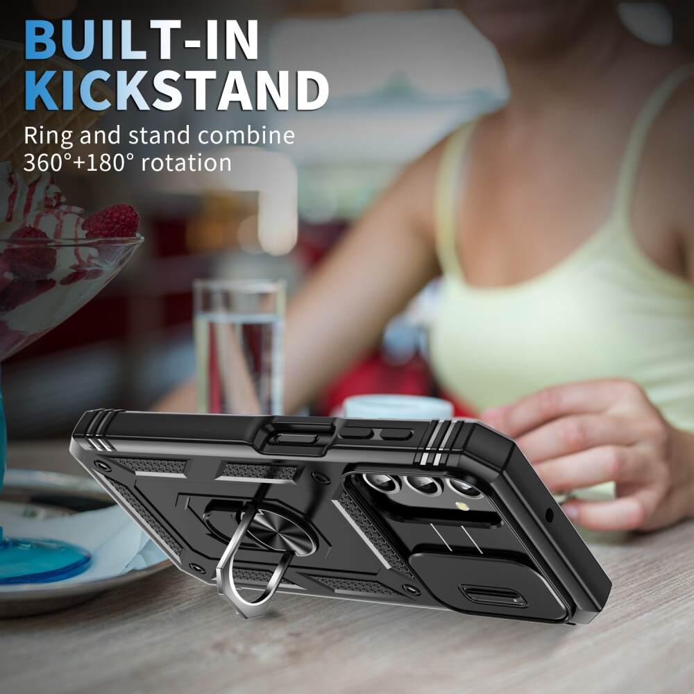 Samsung Galaxy A25 5G Case Sliding Camshield With Holder - Black