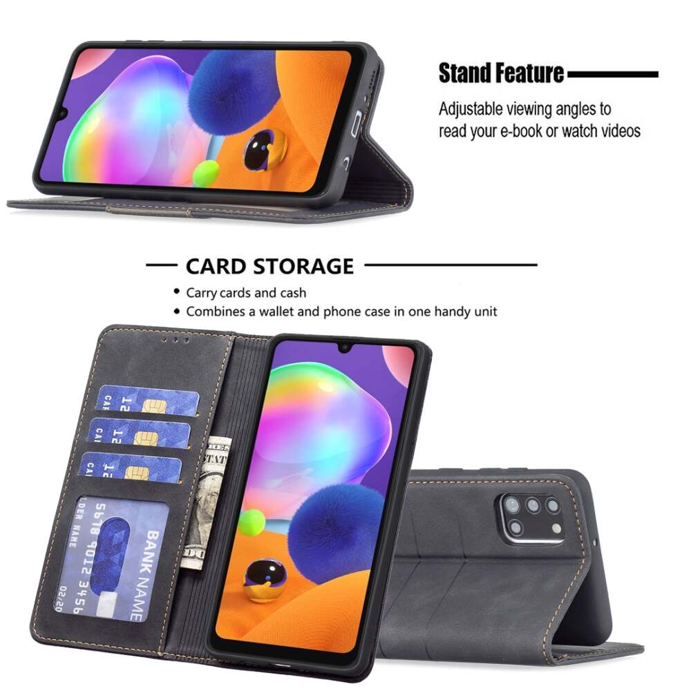 Samsung Galaxy A31 Case Made With PU Leather and TPU - Black