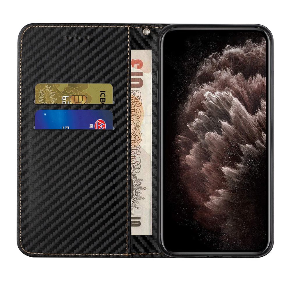 Samsung Galaxy A33 5G Case Carbon Fiber Texture Wallet - Black