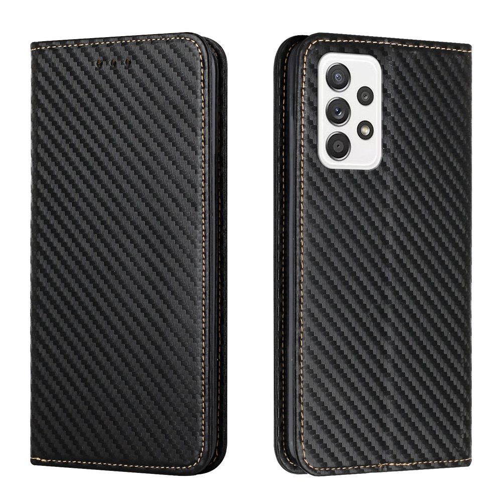 Samsung Galaxy A33 5G Case Carbon Fiber Texture Wallet - Black