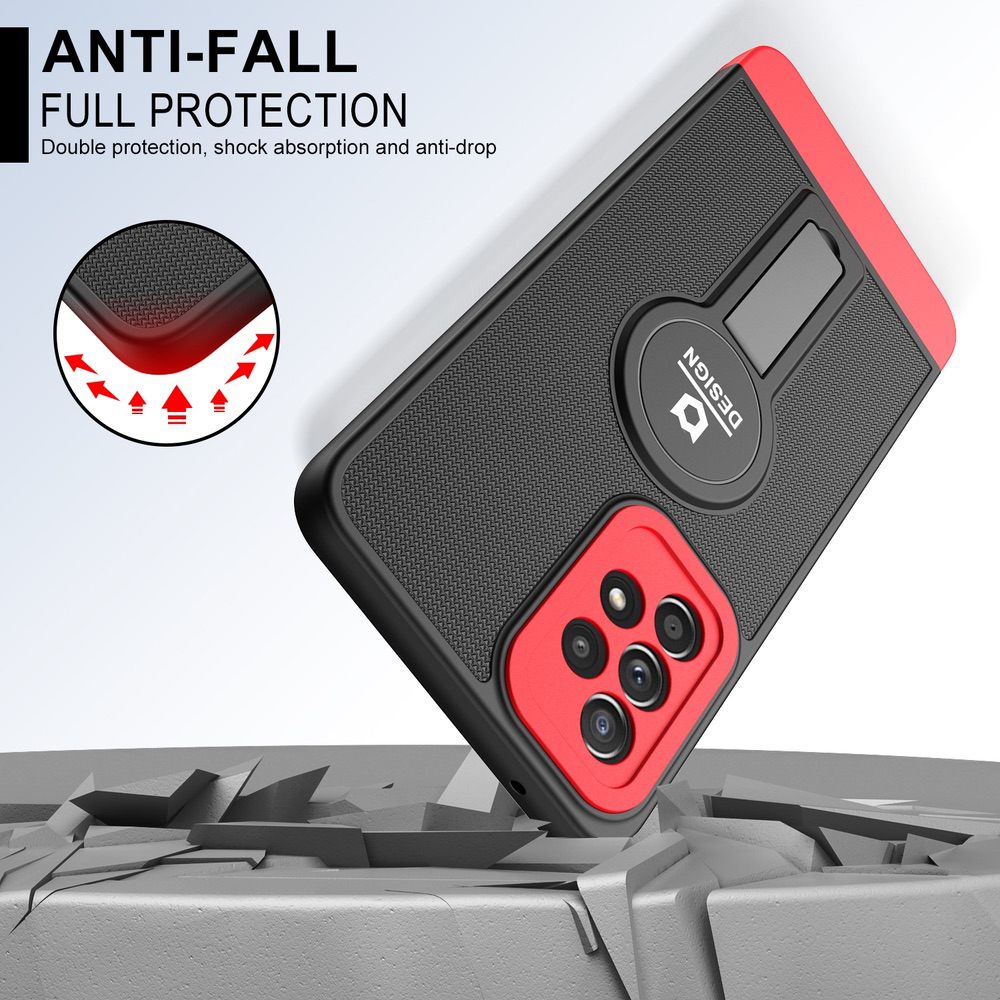 Samsung Galaxy A33 5G Case With Small Tail Holder - Black+Red