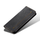 Samsung Galaxy A34 5G Case Denim Texture PU Leather - Black
