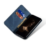 Samsung Galaxy A34 5G Case Denim Texture PU Leather Wallet - Blue