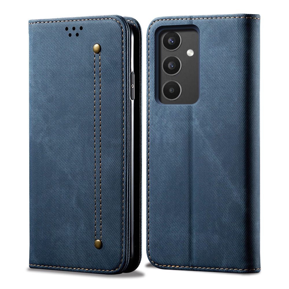Samsung Galaxy A34 5G Case Denim Texture PU Leather Wallet - Blue