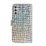 Samsung Galaxy A34 5G Case Glitter Powder Crocodile Texture - Silver