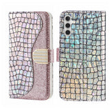 Samsung Galaxy A34 5G Case Glitter Powder Crocodile Texture - Silver