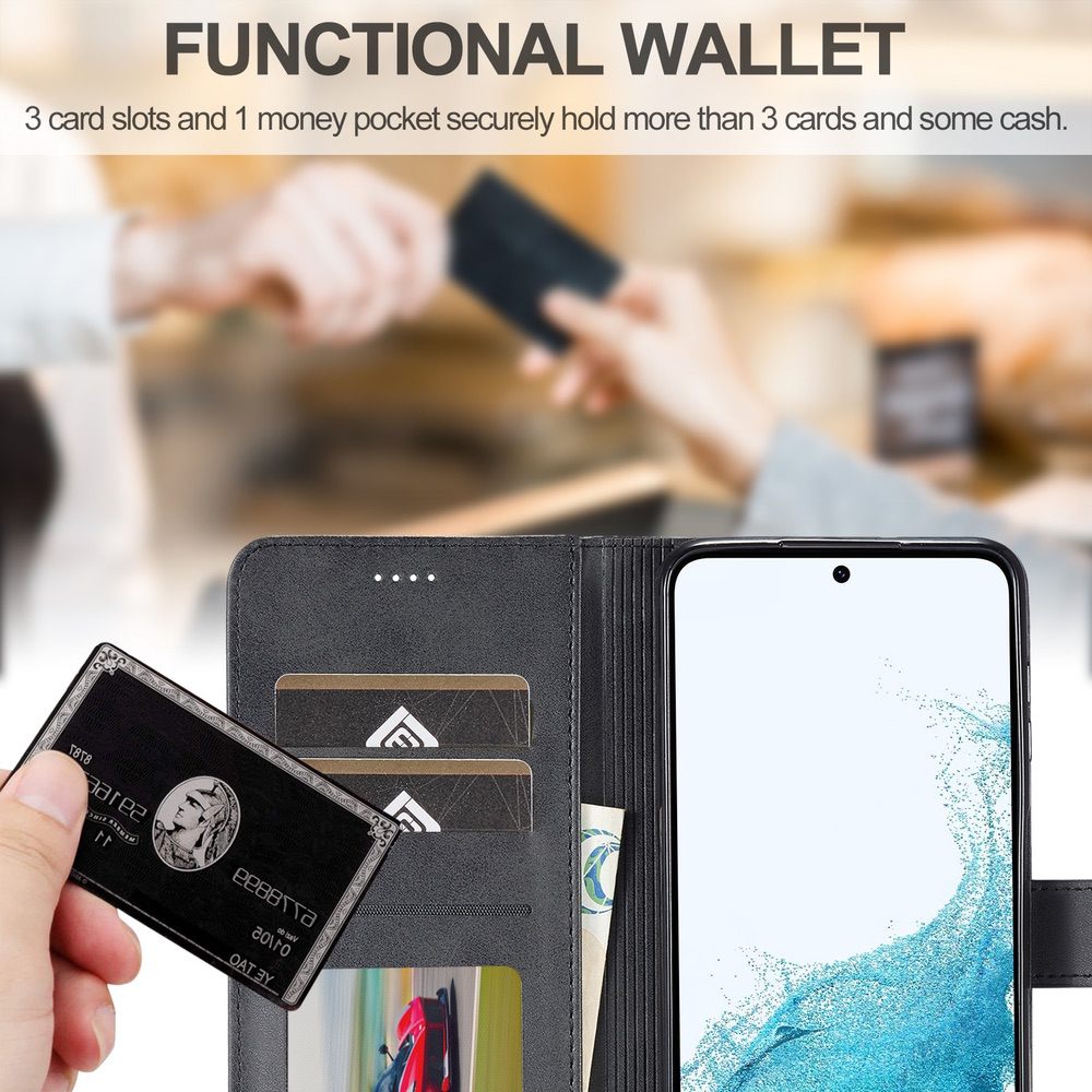 Samsung Galaxy A34 5G Case LC.IMEEKE Secure Wallet - Black