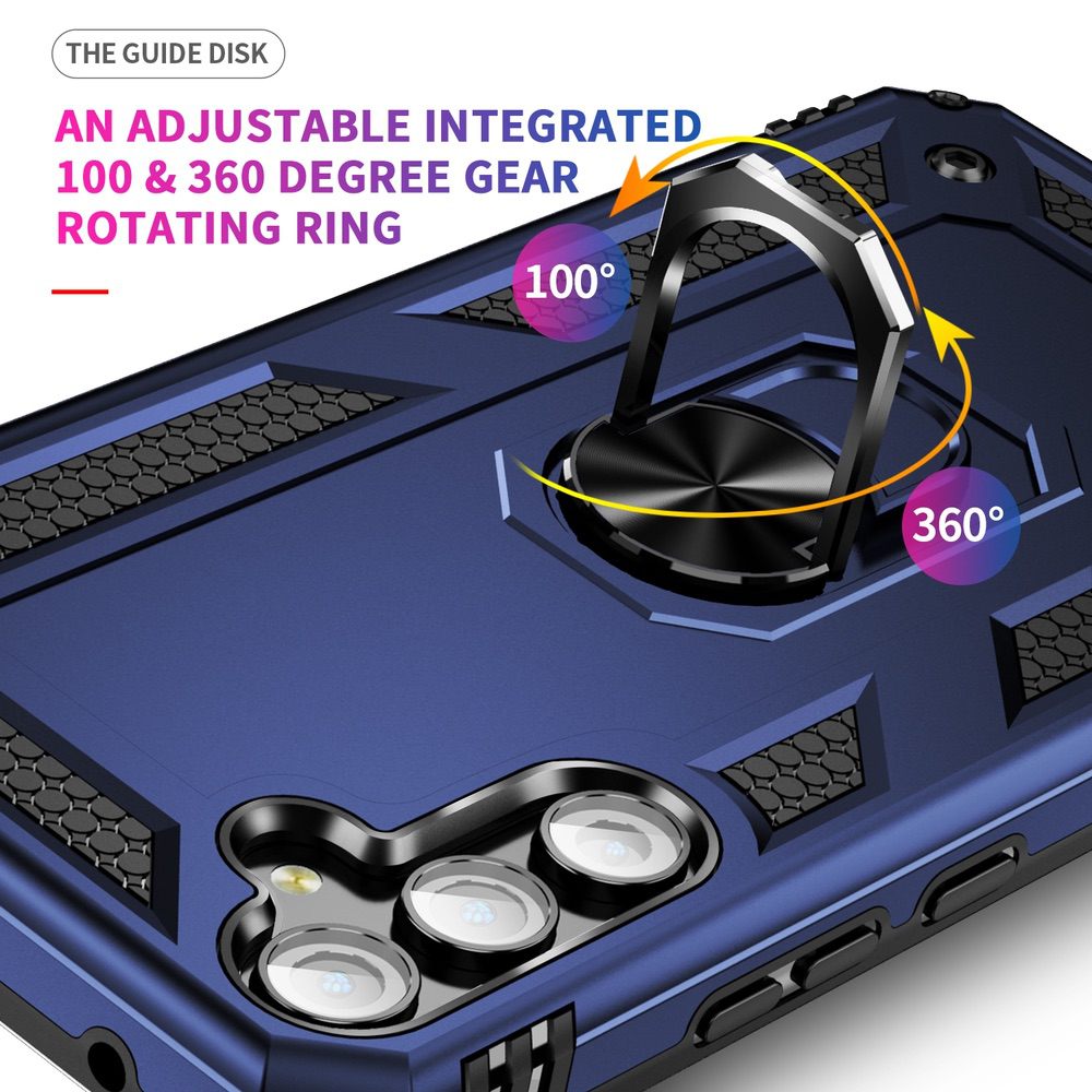 Samsung Galaxy A34 5G Case Shockproof with Metal Ring Holder - Blue
