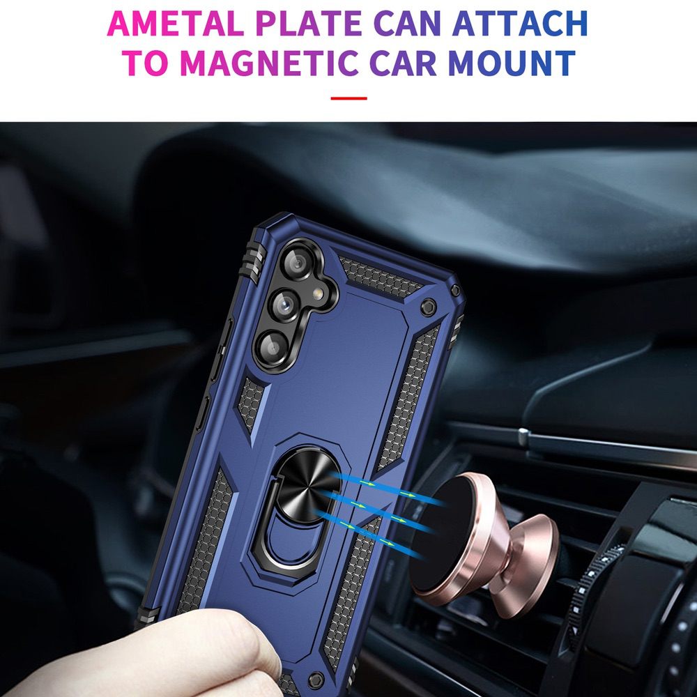 Samsung Galaxy A34 5G Case Shockproof with Metal Ring Holder - Blue