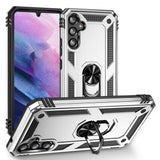 Samsung Galaxy A34 5G Case Shockproof with Metal Ring Holder - Silver