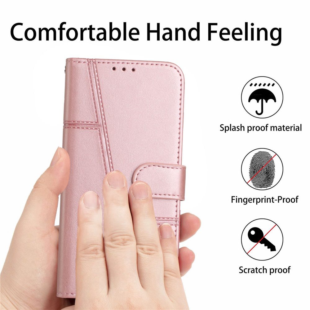Samsung Galaxy A34 5G Case Stitching Calf Texture flip wallet - Rose Gold