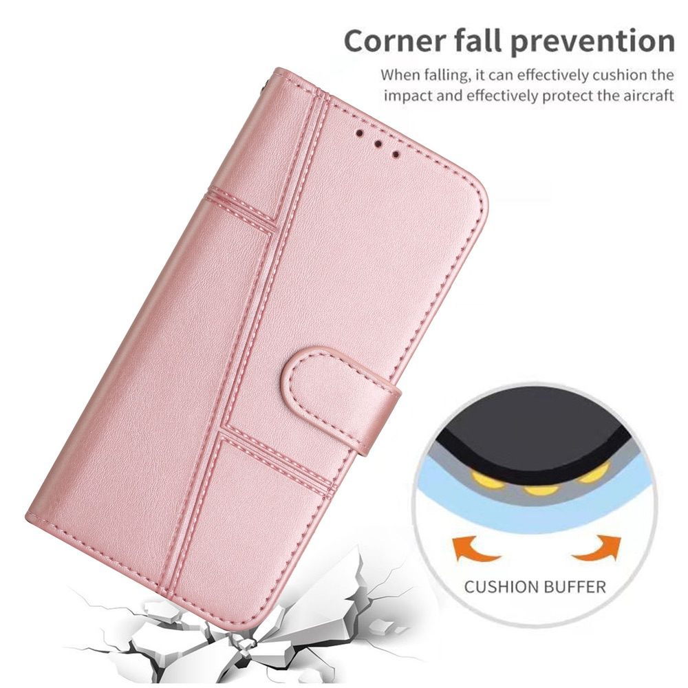 Samsung Galaxy A34 5G Case Stitching Calf Texture flip wallet - Rose Gold
