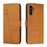 Samsung Galaxy A34 5G Case Stitching Calf Texture - Light Brown