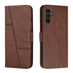 Samsung Galaxy A34 5G Case Stitching Calf Texture Magnetic Buckle Brown