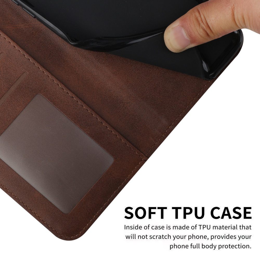 Samsung Galaxy A34 5G Case Stitching Calf Texture Magnetic Buckle Brown